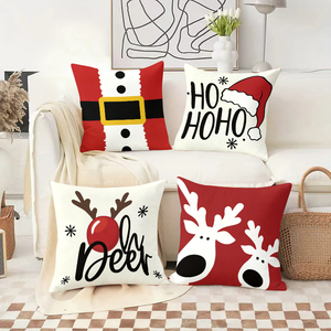 Christmas throw pillows featuring Santa reindeer and festive designs for holiday decor - Product Image 2