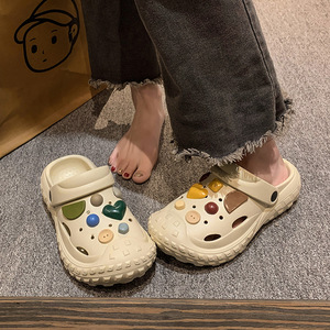 Sandales plates pour femmes, style célébrité internet, pour l'été, la plage et l'extérieur, pantoufles d'infirmière à bout fermé, sabots et <span class=keywords><strong>mules</strong></span> à semelle souple à motif dessin animé - Product Image 1