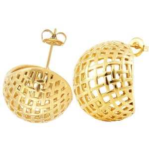 yunnique Gold Ball Stud <b>Earrings</b> 18K Ceramic <b>Post</b> Geometric Weave Design Fashion Jewelry for Women - Product Image 5