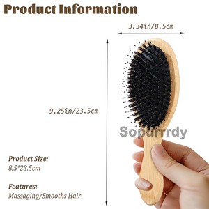 Custom Logo <b>Bamboo</b> Bristle <b>Brush</b> - Eco-Friendly Natural Hair & Body <b>Brush</b> for Gentle Cleansing Durable Wooden Handle - Product Image 2