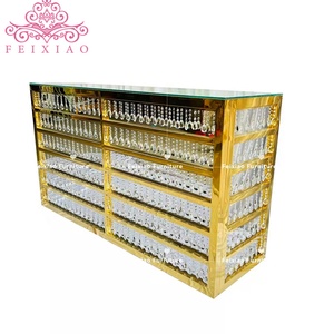 Furnitur <span class=keywords><strong>Bar</strong></span> baja tahan karat Modern Mini, Meja <span class=keywords><strong>bar</strong></span> desain konter meja kristal <span class=keywords><strong>bar</strong></span> dengan kristal gantung - Product Image 1