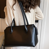Tas Tote Kasual Kulit Asli Vintage Wanita Mewah Prancis dengan Penutup Ritsleting Tahan Lama Ringan Lembut