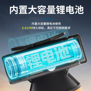 Linterna Frontal LED Recargable de 3000 mAh, Alta Luminosidad, Alcance de 100-199 m, Cabezal Inclinable, para Pesca, Minería y Uso en Exteriores - Product Image 4