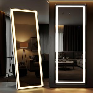 GKMZCGT Full Length Mirror 65x24 Inch Rectangular LED Lighted With <b>Stand</b> Tempered Glass Modern Design For Home Use - Product Image 1