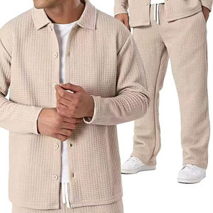 Completo Casual da Uomo a Maniche Lunghe con Colletto Waffle, Stile Semplice Antipiega, <span class=keywords><strong>per</strong></span> il Tempo Libero - Product Image 2