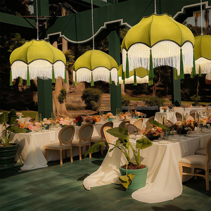 Tiffany verde personalizzato interno/esterno festa di natale <span class=keywords><strong>lampadario</strong></span> <span class=keywords><strong>paralume</strong></span> con frangia per fattoria casa ristorante luci a sospensione - Product Image 2