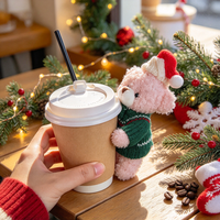 Décoration de Noël en peluche : mini-ours en peluche doux avec pull tricoté et bonnet de Père Noël pour tasse à café ou décoration de table