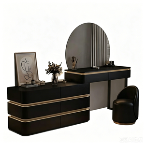 Coiffeuse de luxe moderne avec éclairage intégré et <span class=keywords><strong>meuble</strong></span> de rangement, <span class=keywords><strong>pour</strong></span> chambre à coucher, noir et blanc, <span class=keywords><strong>pour</strong></span> filles, style vintage - Product Image 3