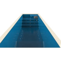 Piscine rectangulaire de luxe de 30 pieds avec plateforme en pierre lavée moderne et pompe à contre-courant puissante