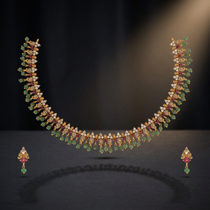 Wedding-Ready Antique Zinc Alloy Flower <b>Necklace</b> with <b>Ruby</b>-Zircon Stones 182700 - Product Image 2