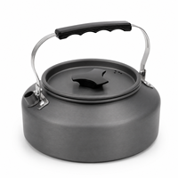 Bouilloire de camping en aluminium anodisé dur, théière et cafetière portables pour l'extérieur, poignée en silicone pliable résistante à la chaleur, chauffage rapide