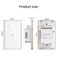 Interrupteur tactile intelligent WiFi Tuya 1/2/3/4 voies avec cadre métallique et panneau en verre trempé, compatible Tuya Alexa Google Home