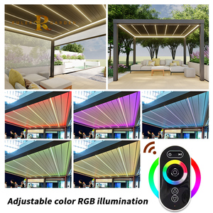 Pérgola Bioclimática Moderna y Minimalista con Drenaje Integrado, Gazebo Motorizado de Aluminio con Rejillas Ajustables para Jardín y <span class=keywords><strong>Terraza</strong></span> Europeos - Product Image 4