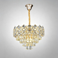 Lustre suspendu en cristal vintage de luxe personnalisable, doré, LED, hauteur réglable, pour salle à manger, chambre à coucher
