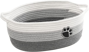 Cesta tejida pequeña y bonita de cuerda de algodón <span class=keywords><strong>para</strong></span> <span class=keywords><strong>organizar</strong></span> cuerdas, cestas de almacenamiento con asas, adecuada <span class=keywords><strong>para</strong></span> regalos de jardín de infantes, <span class=keywords><strong>juguetes</strong></span> <span class=keywords><strong>para</strong></span> perros - Product Image 4