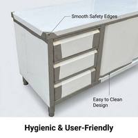 Table de travail de cuisine en acier inoxydable 304 de qualité commerciale avec 3 tiroirs, armoire de rangement à porte coulissante, table de préparation pour restaurant, certifiée NSF