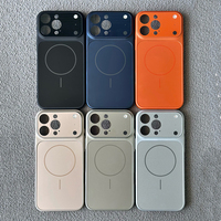 Funda JOYPORODO B384 con Ventana Grande de Cristal para iPhone 15 Pro Max, Cubierta Magnética de Metal Esmerilado AG para Celular iPhone 13, 14, 15, 16, 17