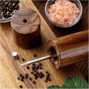 Ensemble moulin à poivre et à sel manuel en bois d'acacia de qualité supérieure pour la vente en gros - Product Image 4