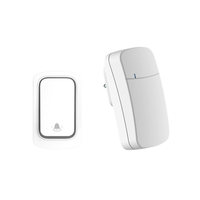 Sonnette sans fil blanche avec bouton-poussoir, compatible EU/US/UK, étanche, intelligente, sans pile, sonnette cinétique