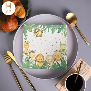 Printed Lion Shaped Square Paper Napkins 33x33cm For Themed Party Disposable Serviettes - Product Image 1