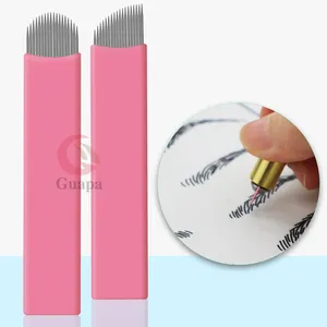 Hochwertige 0,15mm U Agujas Augenbrauen Pink Einweg Microb lading Cejas liefert Micro Nano Micro blades Nadel