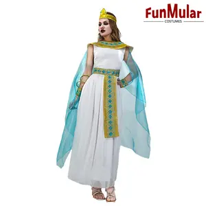 Funmular kostum Mesir gaun mewah wanita kostum Cleopatra dewasa untuk Cosplay Halloween