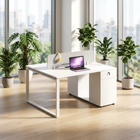 Poste de travail individuel modulaire moderne personnalisable en U avec bureau en MDF et meuble de rangement pour employé de bureau