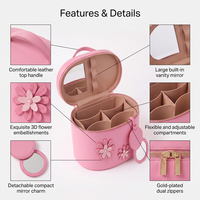 Trousse de Maquillage en Cuir PU Personnalisable LZ avec Miroir, Organisateur de Cosmétiques, Boîte de Rangement Grande Capacité pour Femmes