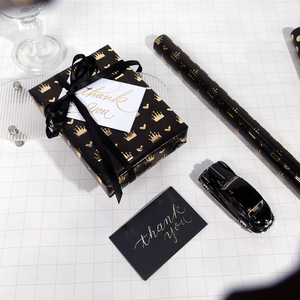 Wholesale 80g Birthday <b>Black</b> Gold Art <b>Paper</b> <b>Tissue</b> 43*300cm Gift Luxury Custom Packaging Wrapping <b>Paper</b> Roll - Product Image 3