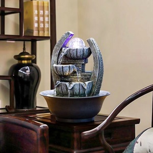 Ev dekor ofis Feng Shui çeşme 3 katmanlı şelale kristal toplu reçine el sanatları masa üstü kapalı su çeşmesi - Product Image 4