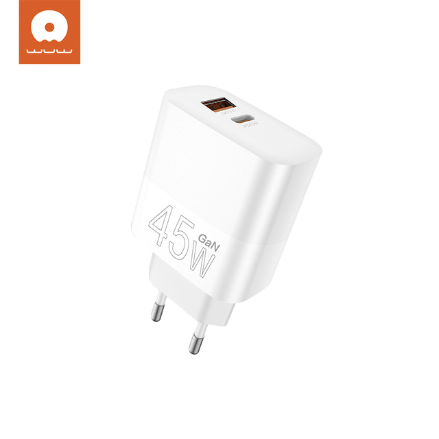WUW Factory Directly 45W GaN Phone Charger Type-c USB Fast Charging with Two Interfaces Adapter