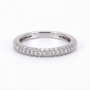 Anillo de Boda de Plata de Ley con Diamante Cultivado en Laboratorio, Corte Brillante Redondo, Chapado en Oro, Unisex, Anillo de Eternidad - Product Image 1