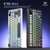 AULA F75 MAX Keyboard Mekanik Gasket Hot-Swap PBT 75% Baru dengan Layar TFT USB-C untuk PC/Mac, Koneksi Kabel/BT/Nirkabel 2.4GHz