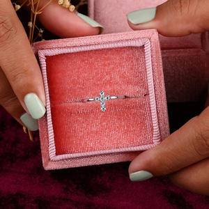 Anillo Cruzado T0038 con Circonita Cúbica, Engaste de Garras, Unisex, Regalo Cristiano, Anillos de Moda - Product Image 6