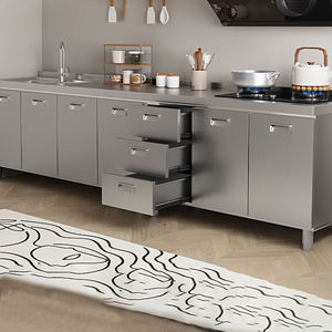 È moderno stile minimalista disegni piccoli completi mobili per la casa su misura L armadi in acciaio inox a forma di cucina con lavello - Product Image 3