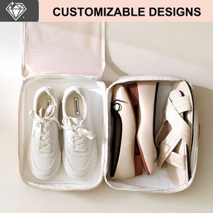 Bolsa Organizadora de Zapatos de Viaje con Asa y Cubierta de Malla con Cierre, Cubo de Embalaje Ligero para Sandalias, Zapatos Planos, Pantuflas y Tacones, Azul - Product Image 5