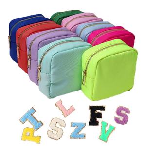 18 Colors Nylon Large Capacity Personalized Chenille Patches Women Girls Custom Travel Toiletry <b>Makeup</b> Cosmetic Bags & <b>Cases</b> - Product Image 3