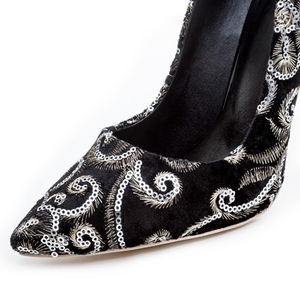 <span class=keywords><strong>Eleganti</strong></span> ricami dorati neri comodi da <span class=keywords><strong>donna</strong></span> sandali neri <span class=keywords><strong>scarpe</strong></span> <span class=keywords><strong>eleganti</strong></span> grigiore - Product Image 4