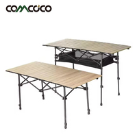 Tables pliantes modernes APT007 personnalisées, légères, portables, pour le camping en plein air, en aluminium, pour la terrasse, le jardin, avec finition imitation bois, imperméables