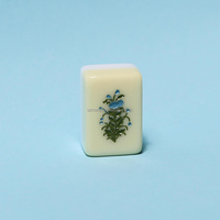 Jeu de Mahjong Américain Écologique en Acrylique Poli Blanc Crème Personnalisé, 160 Tuiles Gravées en Profondeur et Imprimées UV, Motifs Botaniques Dessinés à la Main