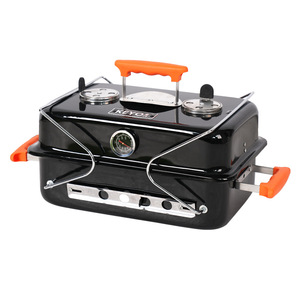 Portable <b>Bbq</b> Grill Folding Charcoal Grill With Thermometer Outdoor Camping Grill Multifunctional Rust Proof Enamel Polishing - Product Image 2