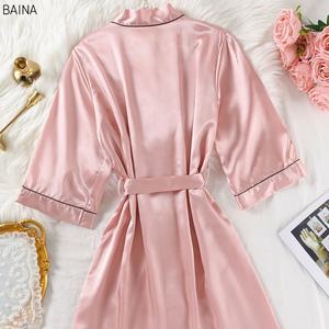 Albornoz de manga larga para <span class=keywords><strong>mujer</strong></span>, ropa de dormir cómoda de gama alta con patrón sólido, ropa de descanso para jóvenes - Product Image 2