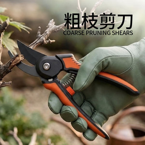 Coarse Pruning Shears Stainless Steel 1cm Max Diameter Manual Operation For Branch Trimming Orange Rubber Handle - Product Image 1