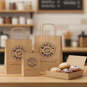 Sacs de vente au détail en papier kraft écologiques et durables avec impression offset personnalisable et poignées torsadées pour la vente à emporter et le shopping - Product Image 3