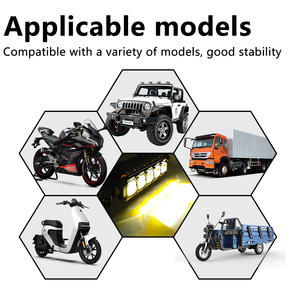 Phare de travail à 5 lentilles pour moto, projecteur LED blanc et jaune, feux clignotants, feux de route/croisement, phare antibrouillard pour camion, SUV, UTV - Product Image 3