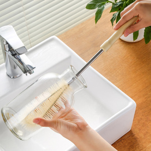 Ensemble de brosses à tasses avec manche en bois, à long manche, pour le nettoyage des bouteilles et des tasses, 4 pièces - Product Image 2