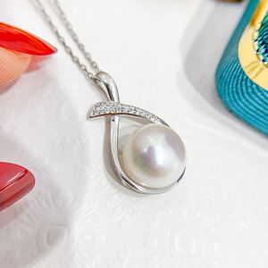 Colgante de Plata S925 con Cuentas de 11-12 mm, Accesorios de Perlas para DIY, Base Vacía para Collar de Jade de Moda, Colgantes de Diamantes 30505 - Product Image 3