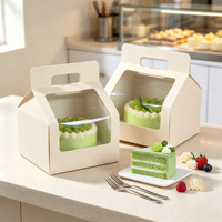Boîtes à gâteaux personnalisées haut de gamme, recyclables, écologiques, jetables, avec poignée, 12x12x12