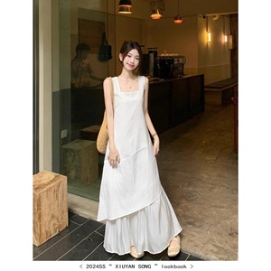 Irregular Suspender Dress Women Long Sleeveless Asymmetric Splicing Leisure Holiday Celebration Casual Dress - Product Image 2