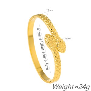 Brazalete Abierto de Acero Inoxidable con Baño de Oro de 18K, Diseño de Serpiente Texturizada, Brazalete Envolvente con Cabeza de Serpiente 3D, Estilo Retro de Lujo Ligero para Fiestas - Product Image 5